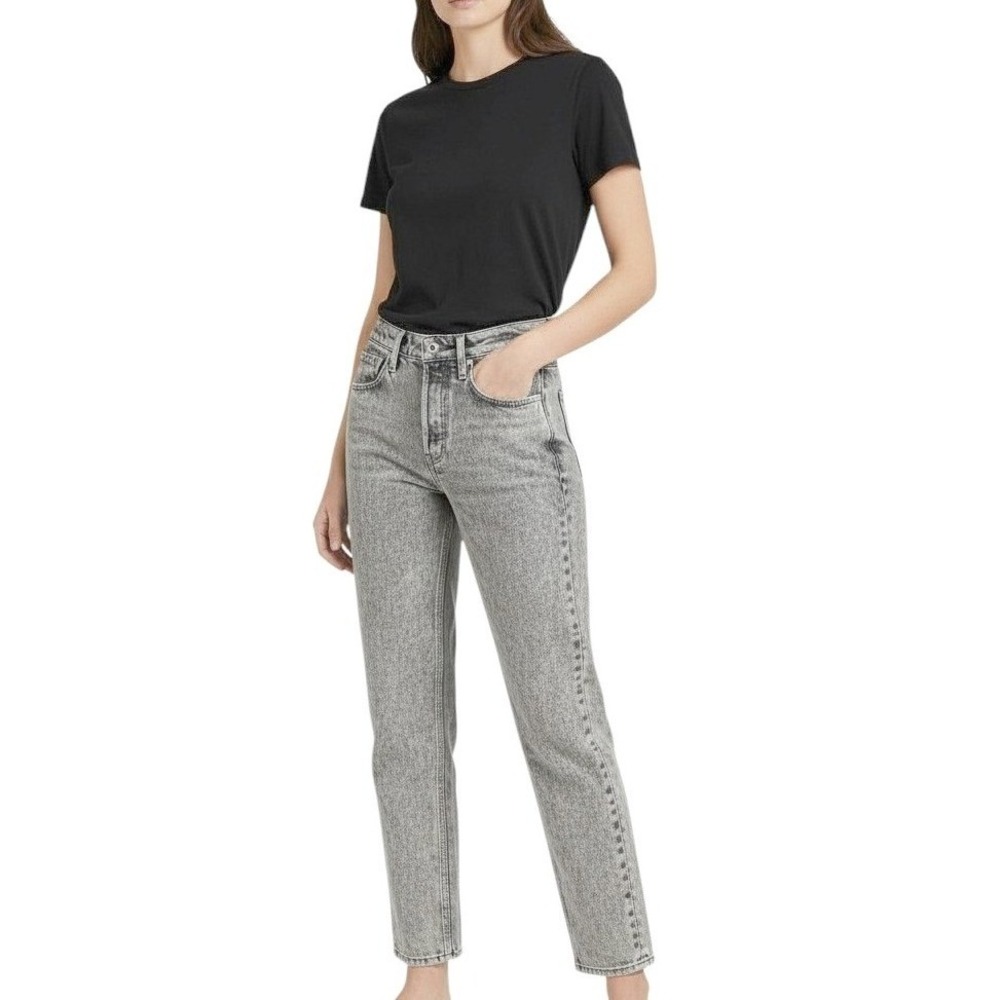 Rag & Bone Maya High Rise Ankle Slim Jeans Sz 26 Grey Acid Wash Straight